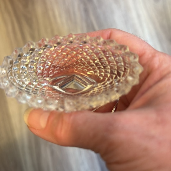 Vintage Westmoreland English Hobnail Clear Glass Sawtooth Pedestal Salt Cellar - Picture 3 of 4